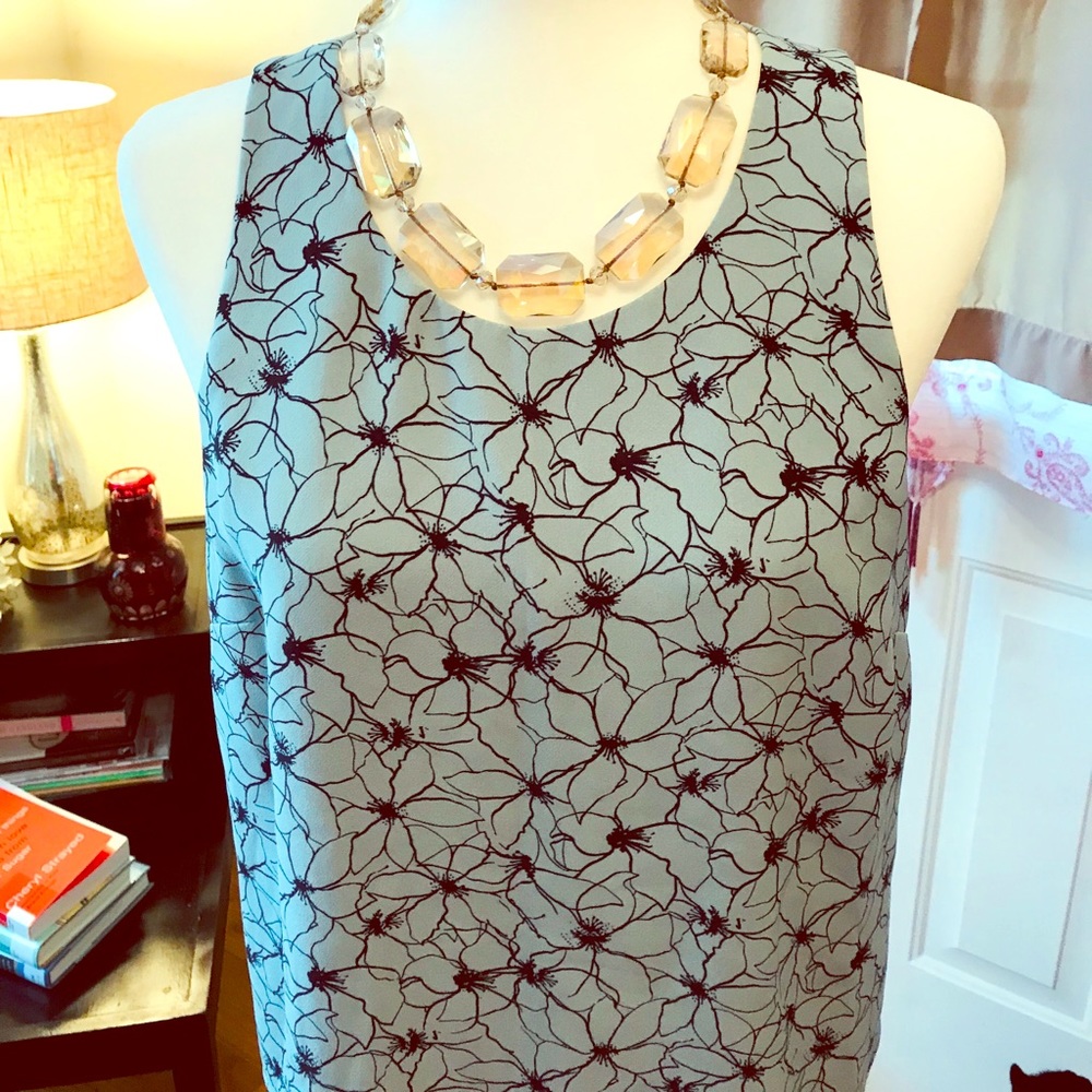 Banana Republic blouse - sleeveless aqua and navy